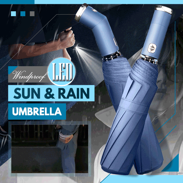 (🎄Early Christmas Sale - 49% OFF) Windproof LED Sun & Rain Umbrella Send Leather Case - Buy 2 Free Shipping