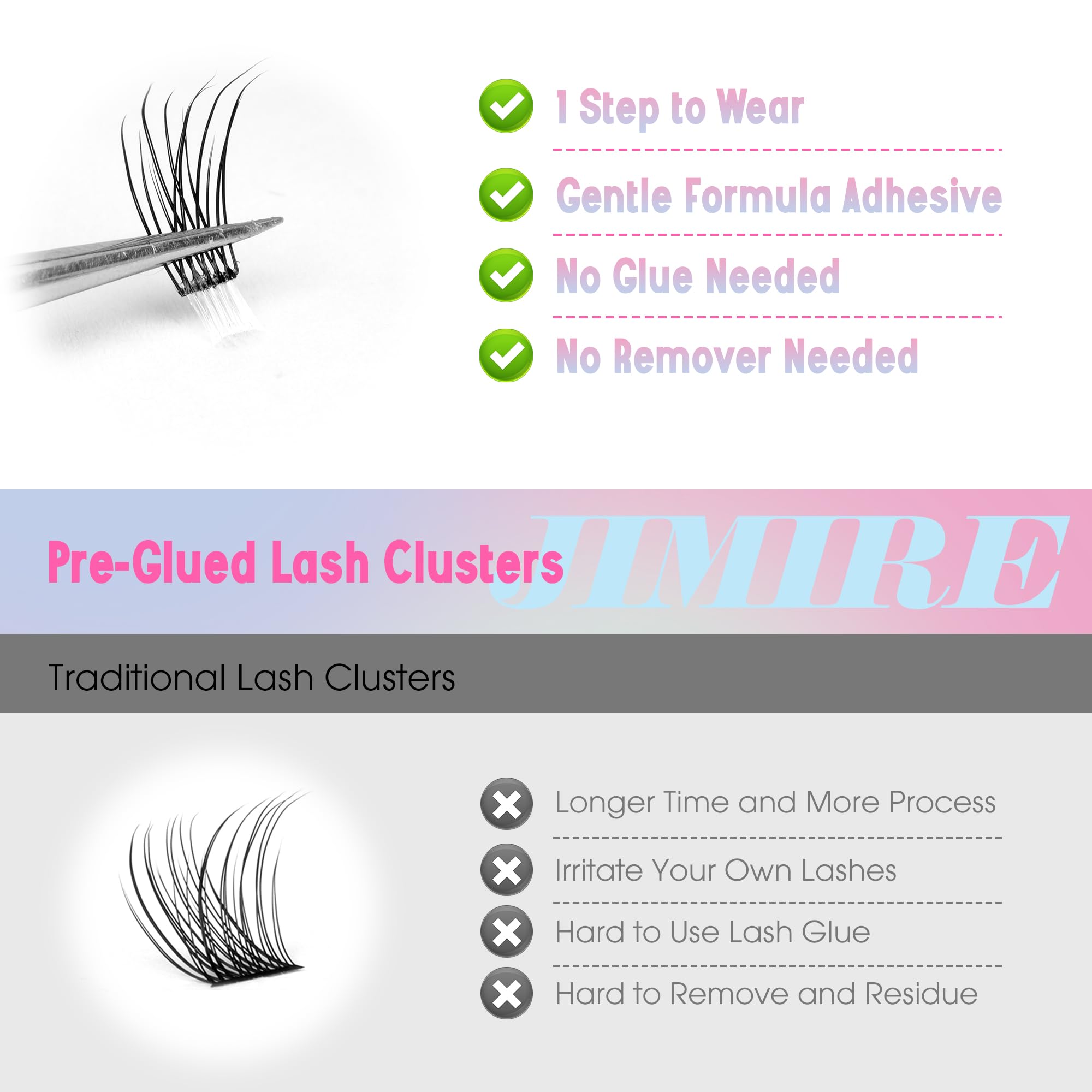 100Pcs Self Adhesive Lash Clusters, No glue, not bond needed!