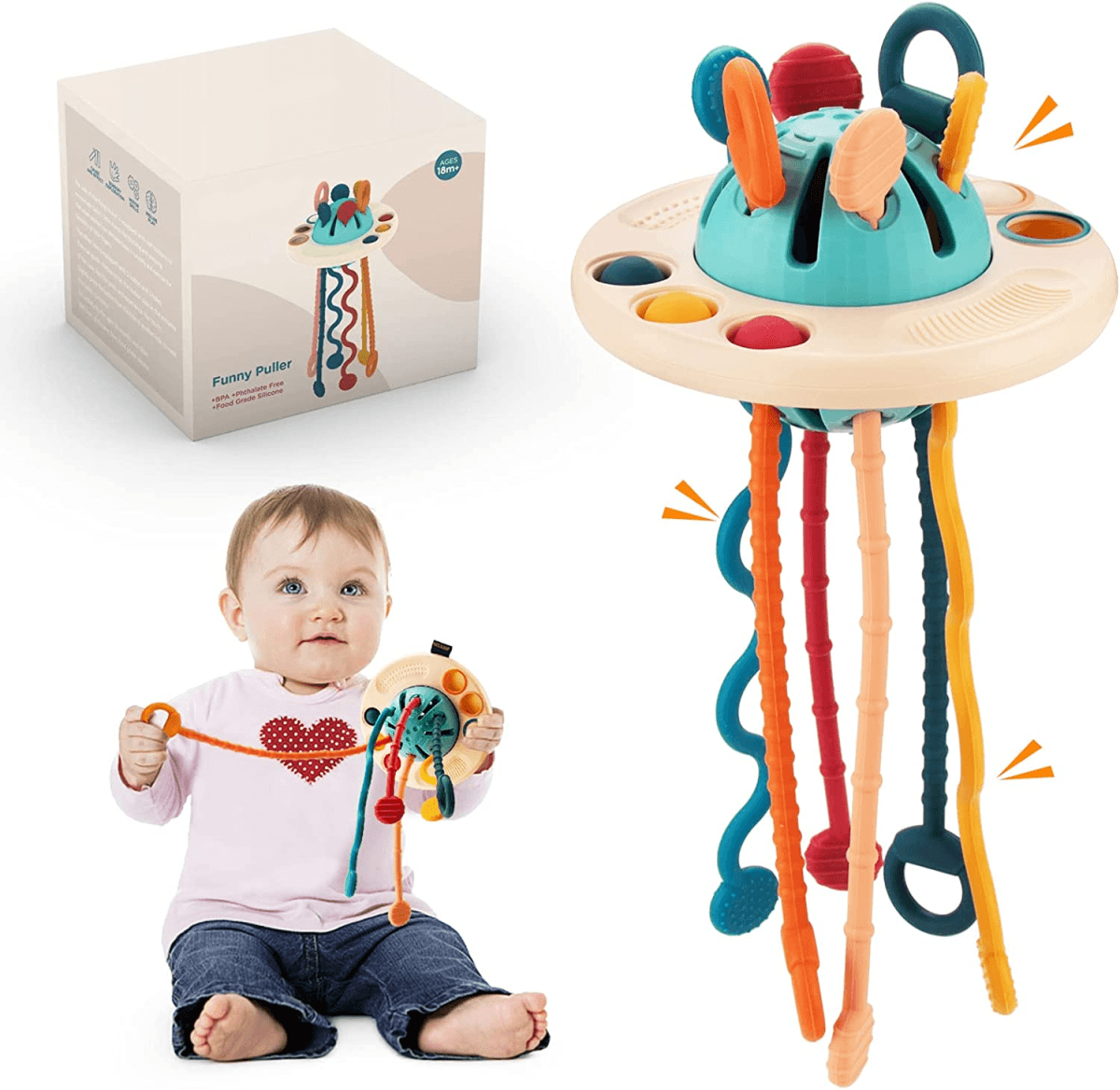 🔥Last Day Promotion 50% OFF🔥Montessori UFO Silicone Pulling Toy