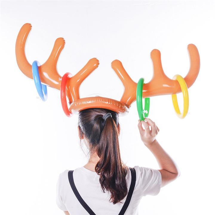 (Early Halloween Sale- Save 50% OFF) Reindeer Antler Ring Toss Game with 4 Rings