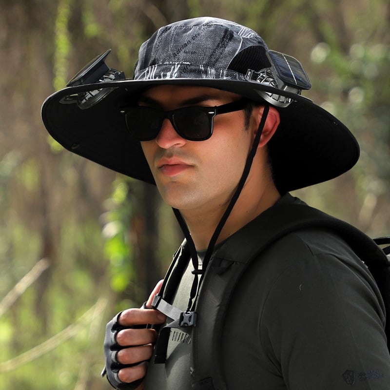 🔥Last Day Sale - Wide Brim Solar Fan Outdoor Fishing Hat-Solar & USB Charging