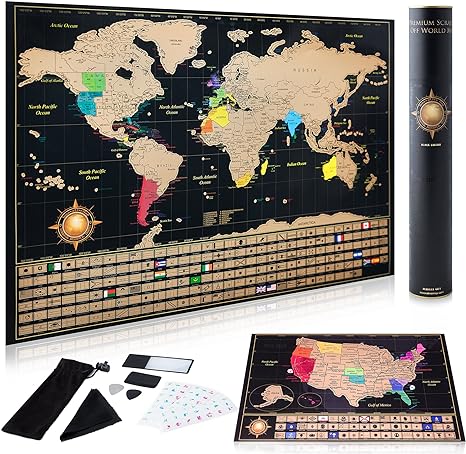 🔥Last Day Sale - 50% OFF - 🌏Scratch Map of the World - 🎁Premium Wall Art Gift for Travelers