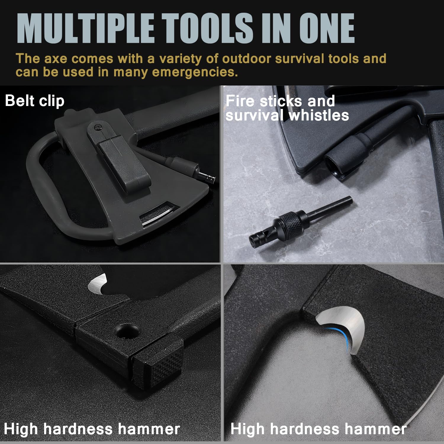 Multi-Purpose Axe for Outdoor Camping with Sheath and Survival Gear