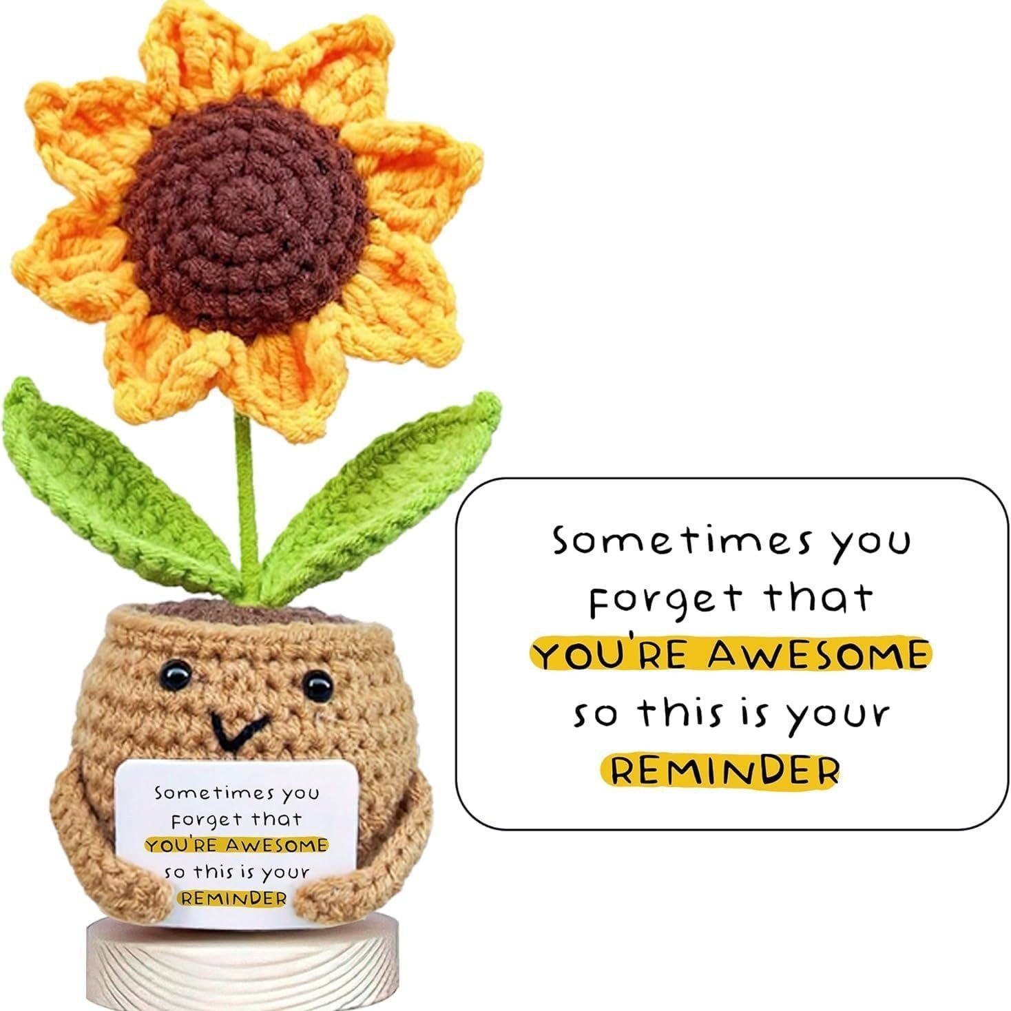 💥LAST DAY SALE 50% OFF💥Handmade Positive Sunflower Doll Crochet with Card
