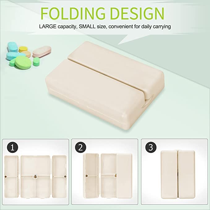 🔥LAST DAY SALE BUY 2 GET 1 FREE - 7 Compartments Portable Pill Case Travel Pill Organizer,[Folding Design]Pill Box