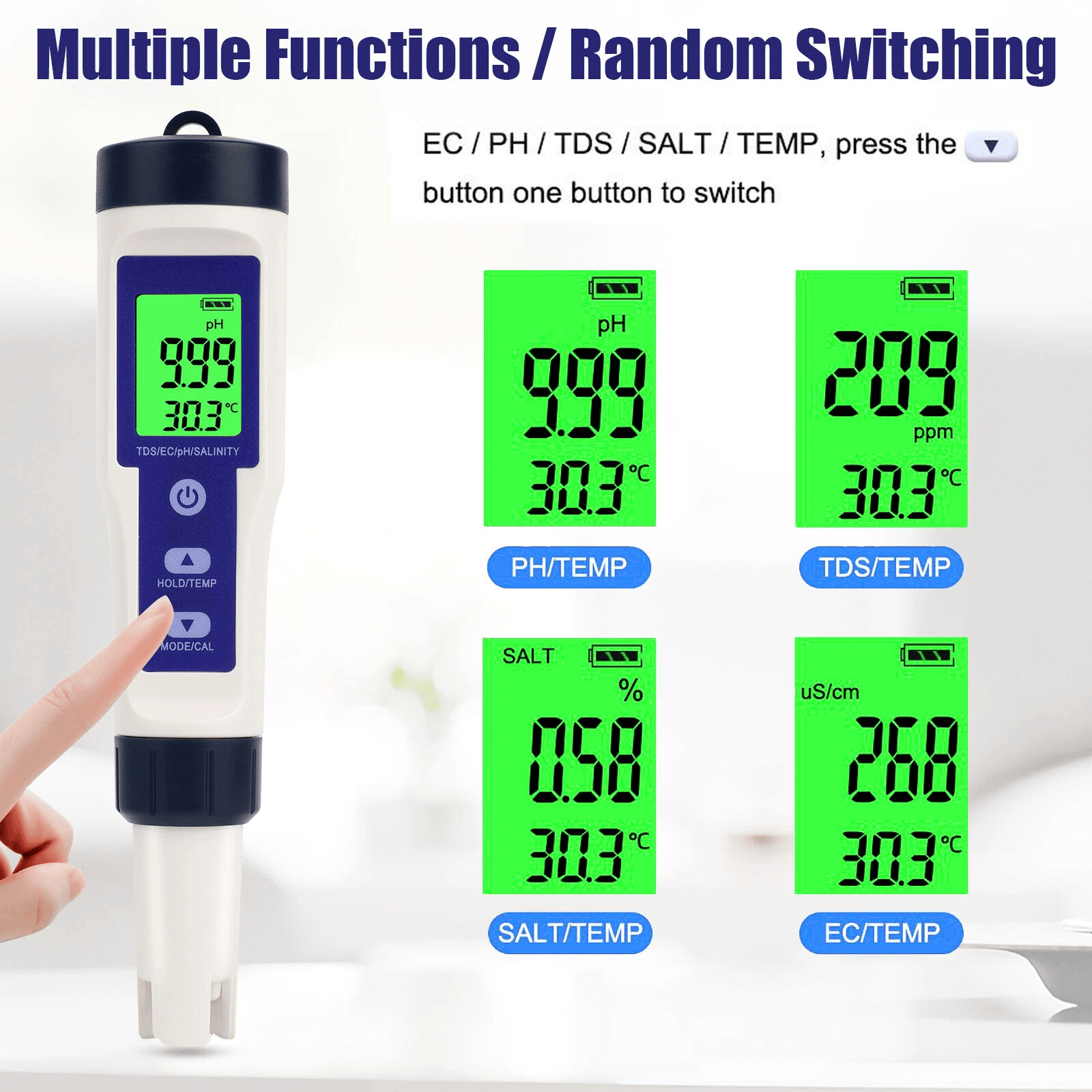 🎁TikTok Last Day Sale - 70% OFF🔥7-in-1 Digital Pool Salt & pH Tester