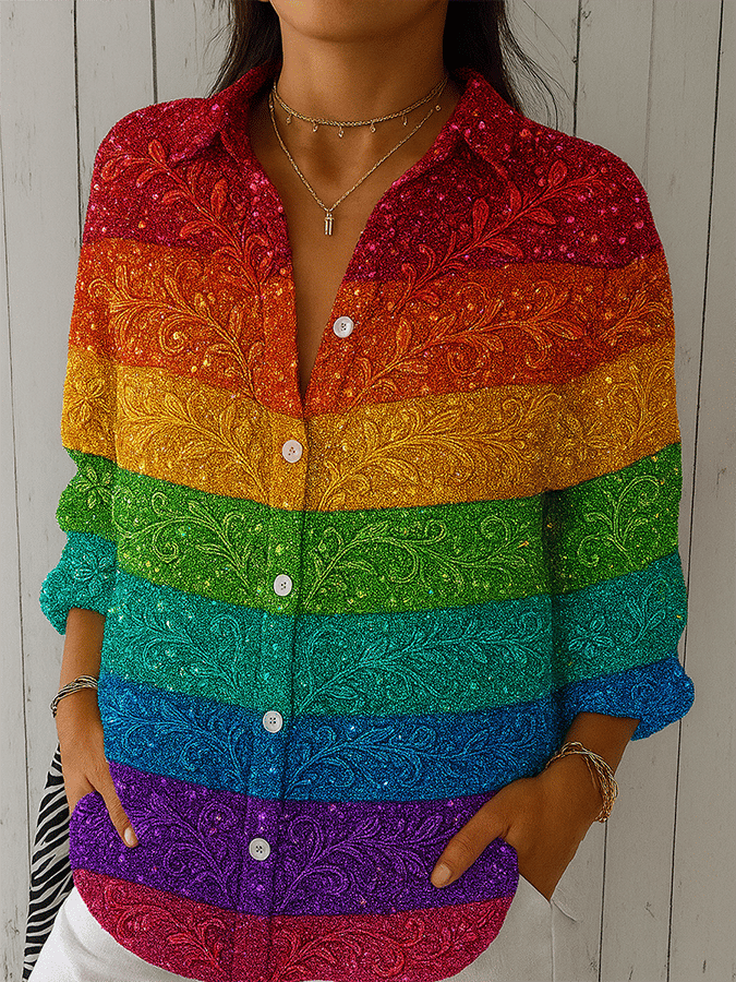 Women's Rainbow Art Print Casual Shirt
