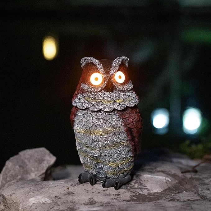 🦉Red Solar Owl with Flashing Eyes