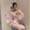 Kawaii Pink Bunny Kimono Cosplay Costume – Cute Japanese Anime Lolita Dress with Bunny Ears Headband & Apron | Sexy Babydoll Roleplay Outfit for Women PPF0341