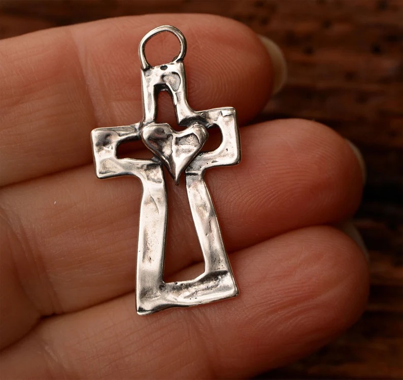 ✝️100% Handmade Silver Cross Healing Heart(Milo Cross Handmade®)