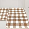 Buffalo Check Plaid Kitchen Rug Set - 2PCS (17x47 & 17x29), Farmhouse Style, Non-Printed Woven Surface, Non-Slip, Machine Washable, Black & White