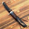 🗡️ Japanese Fixed Blade Knife – Hand-Forged Outdoor Knife with Phoenix Carved Sheath