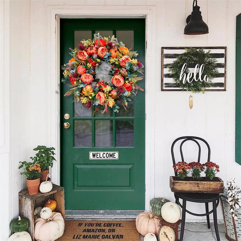 🔥Last Day 49% Off🔥Fall Peony And Pumpkin Wreath - Year Round Wreath