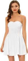 Allegra K Women's Sexy Strapless Party Dress Sweetheart Neck Off Shoulder Sleeveless Mini Dress