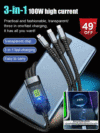 🔥Kaufen Sie 1 und erhalten Sie 1 gratis🔥Transparentes, leuchtendes, superschnelles 3-in-1-Datenkabel