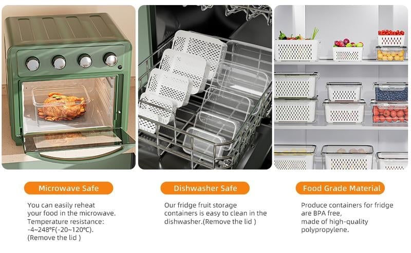 💖Mother's Day Sale 49% OFF🔥Household transparent plastic food storage box-Including drain basket💧