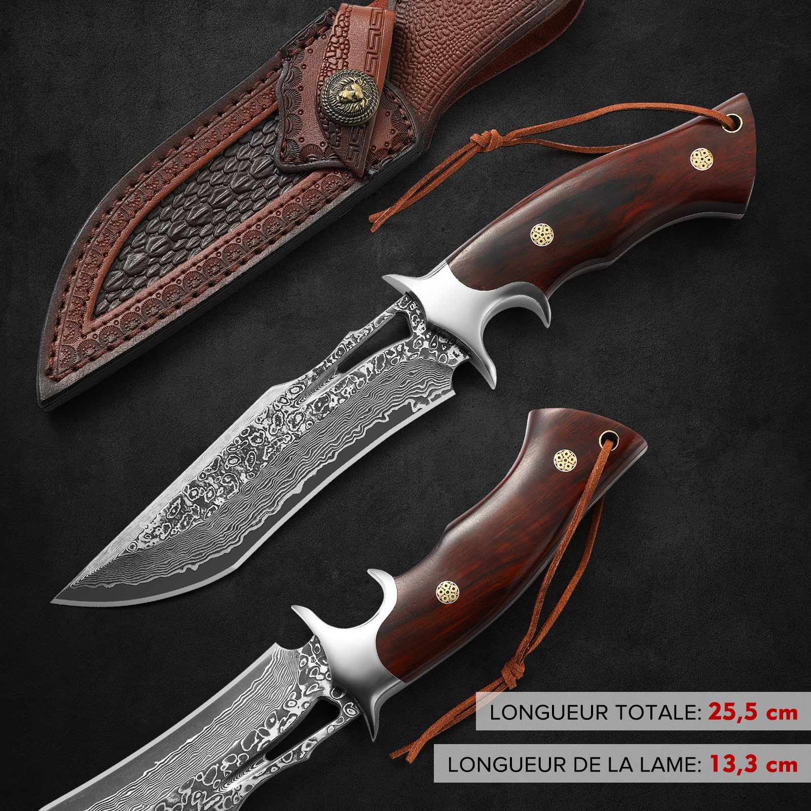 Damascus Steel Camping Knife - FREE SHIPPING