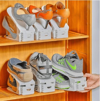 🔥(Last Day Promotion - 50% OFF) Adjustable Double Layer Shoe Rack(BUY MORE SAVE MORE)