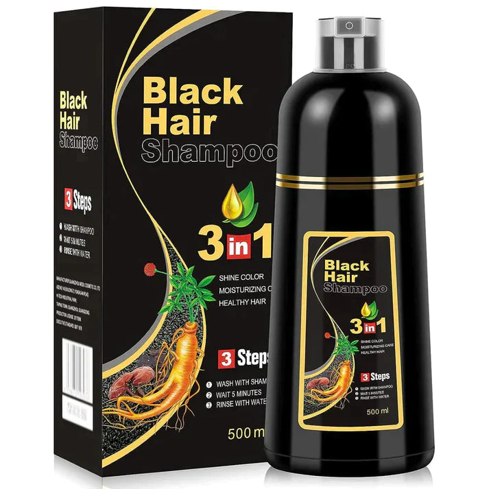 🔥 3-IN-1 BLACK HAIR DYE SHAMPOO (AYURVEDIC NO SIDE EFFECT)