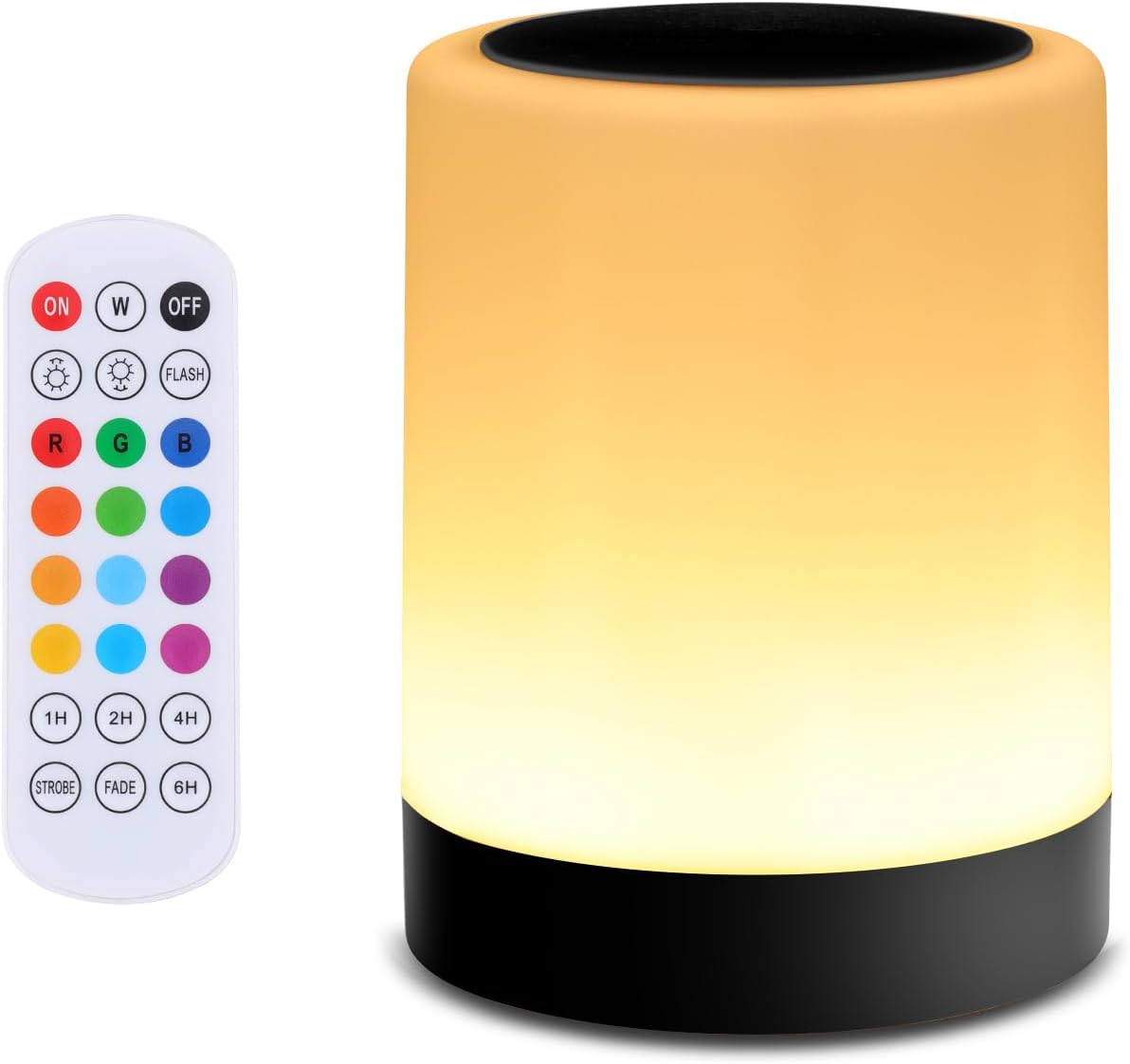 Touch Bedside Table Lamp,13 RGB Colors & 5 Brightness, USB Rechargeable Desk Lamp, Remote Control Dimmable Night Light with RGB Color Changing,Portable Lamp for Baby, Bedroom, Living Room