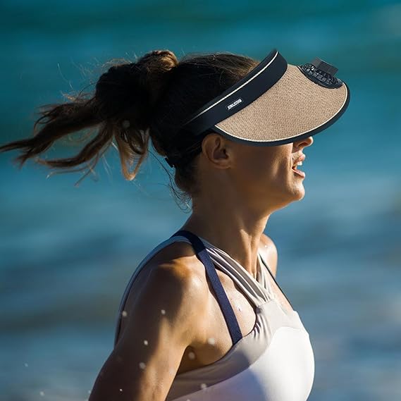 🎁TikTok Last Day Sale - 70% OFF🔥Sun hat with fan, hollow top, large brim, three-level adjustable