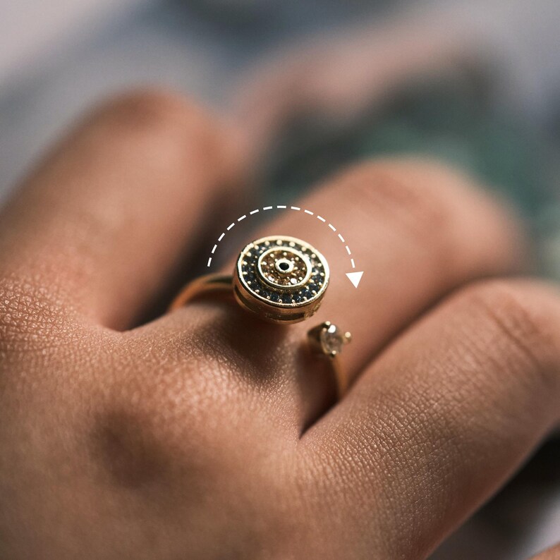 🔥LAST DAY SALE 70% OFF💥Blue Evil Eye Fidget Ring