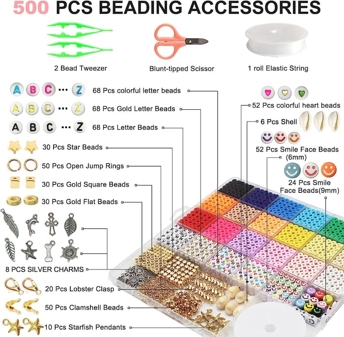 (🎄Christmas Hot Sale - 49% OFF) Clay Beads Bracelet Making Kit, 🔥BUY 2 FREE SHIPPING