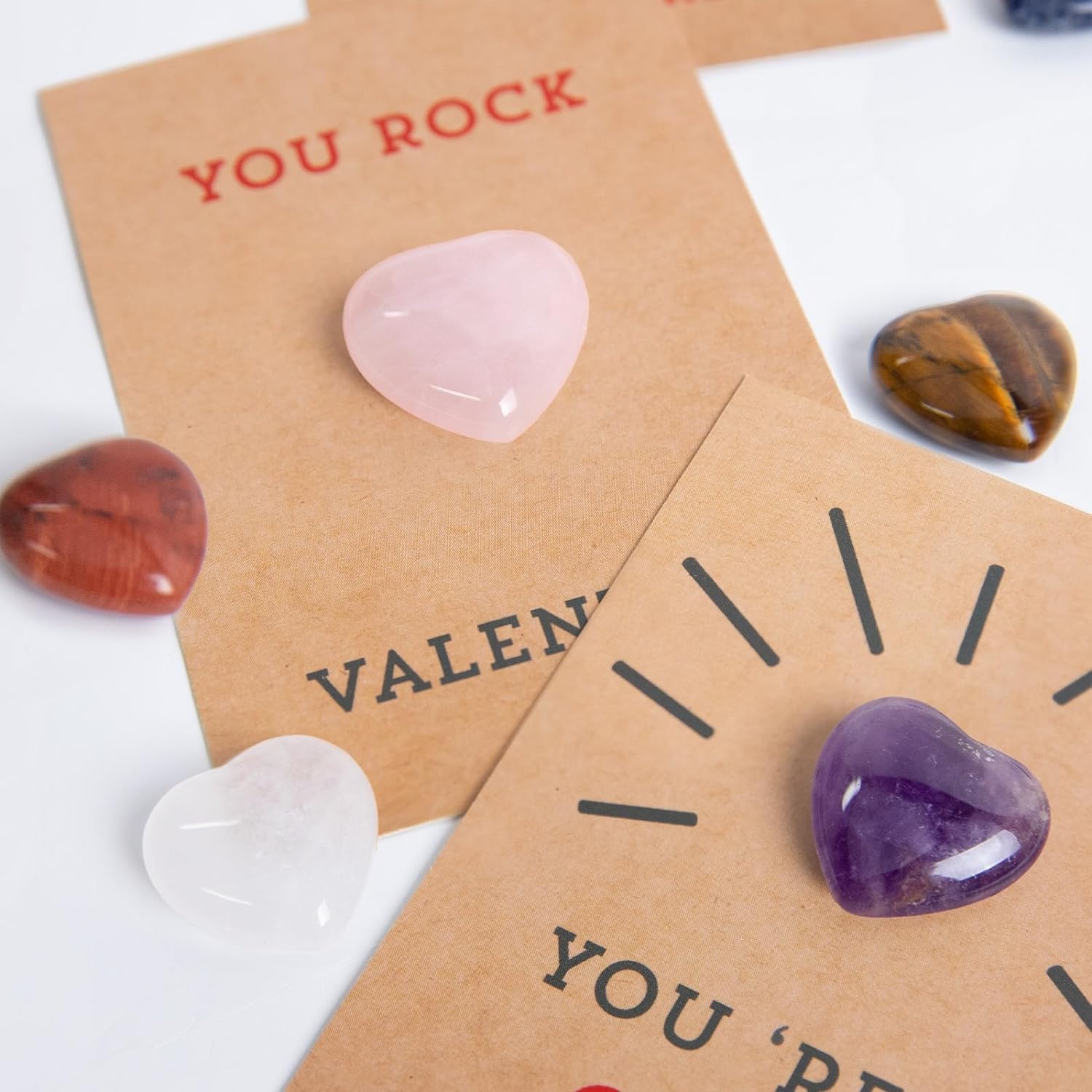 24 Packs Valentines Cards with Heart-Shape Crystals-Valentines Day Gifts for Kids