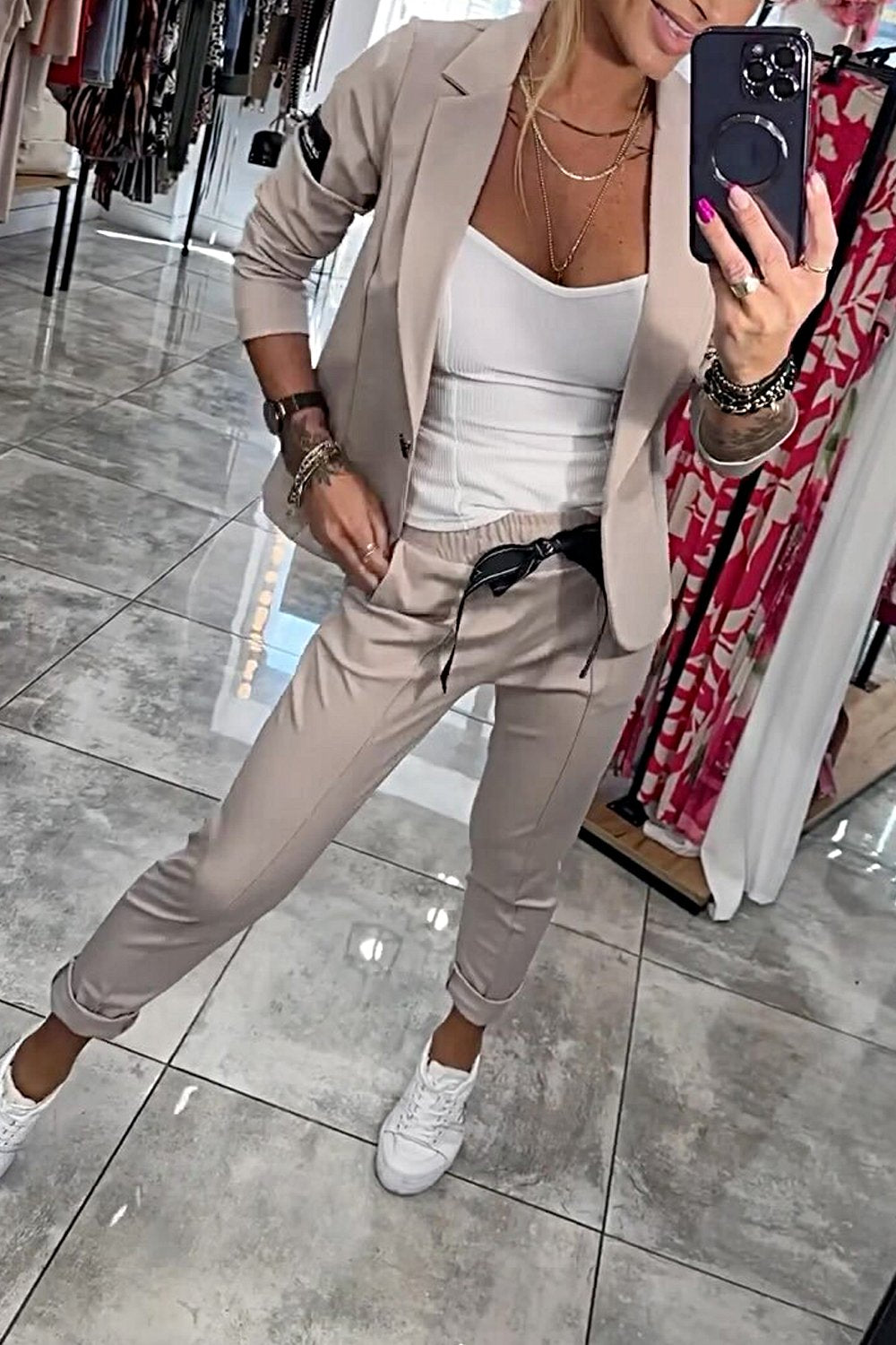 Women's Top & Elastic Pants Two-piece Set