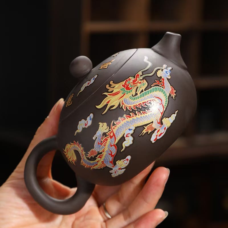 Purple clay pot that changes color when exposed to heat, Xishi Fengming pot, Kung Fu tea set, household teapot, Dragon and Phoenix pot, non-hot tea making device