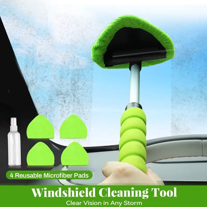 🎁TikTok Last Day Sale - 70% OFF 🔥 Windshield Cleaning Tool With 4 Reuseable Pads
