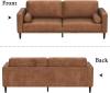 HIFIT Sofa Couches, 79” Mid-Century Modern Couch, Breathable Faux Leather Couch with Upholstered Cushions/Pillows, 3-Seat Sofas & Couches, for Living Room Apartment Office, Brown