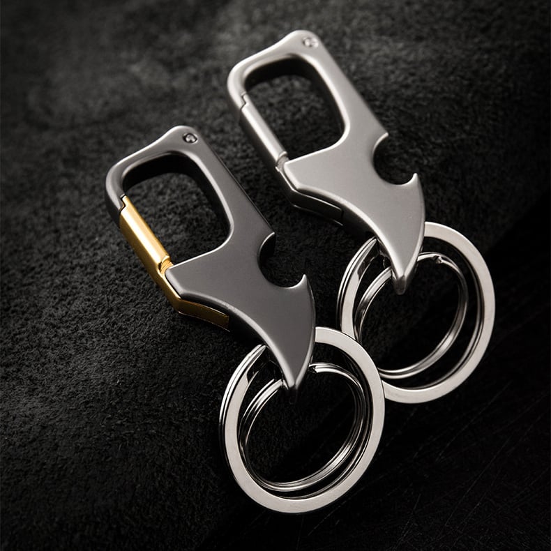 Multifunctional pendant bottle opener metal double ring key chain