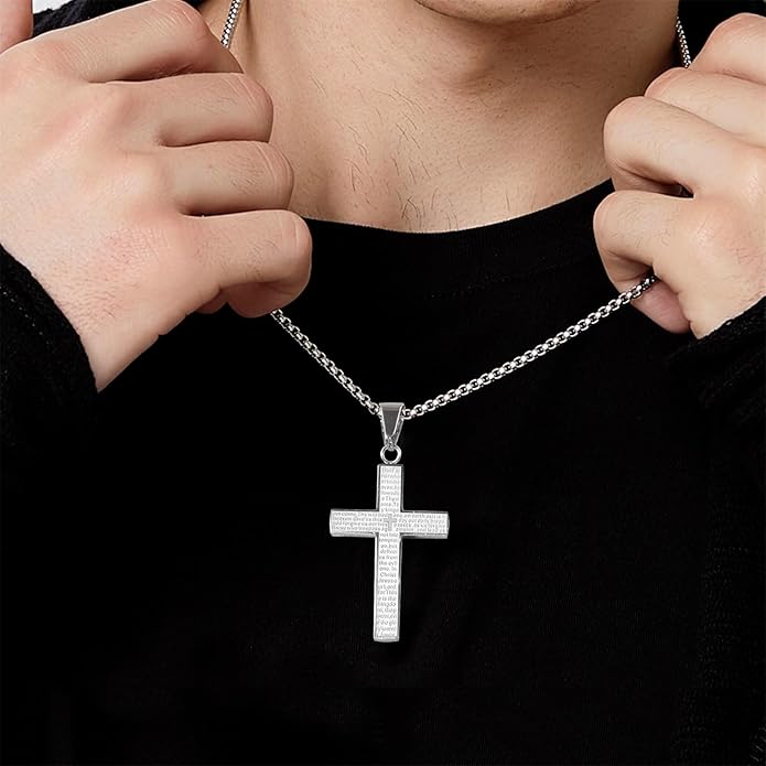 🎁TikTok Last Day Sale - 70% OFF🎉Lord‘s Prayer Scibble Cross Necklace
