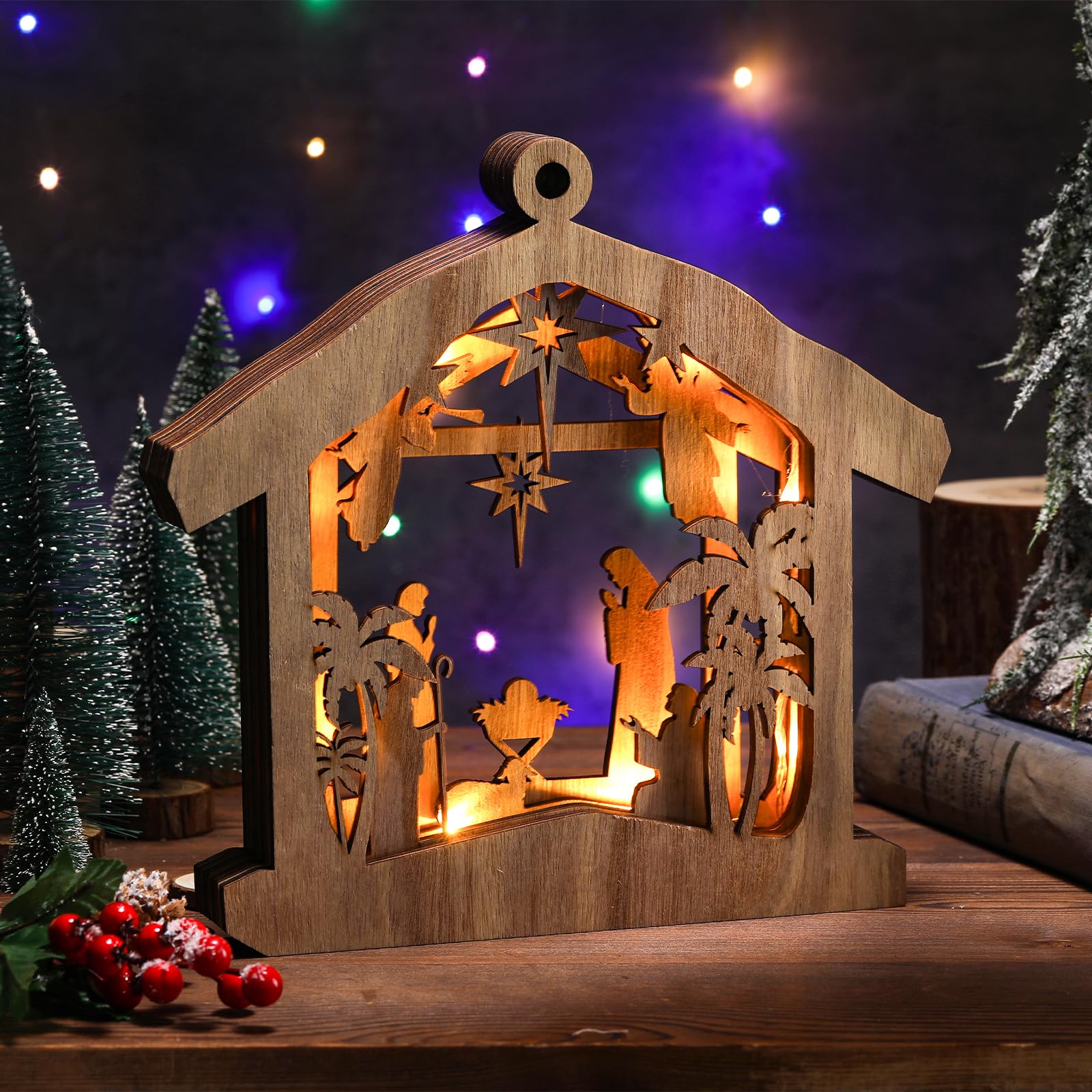 3D Christmas Nativity Scene Ornament With LED Light