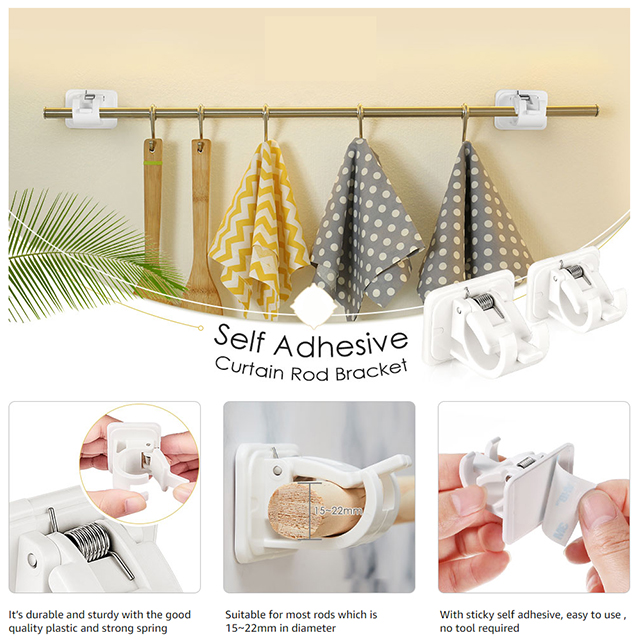 🔥Last Day Promo - 70% OFF🔥 Nail-free Curtain Hanging Rod Bracket (Set of 2), Buy 3 Get 1 Free