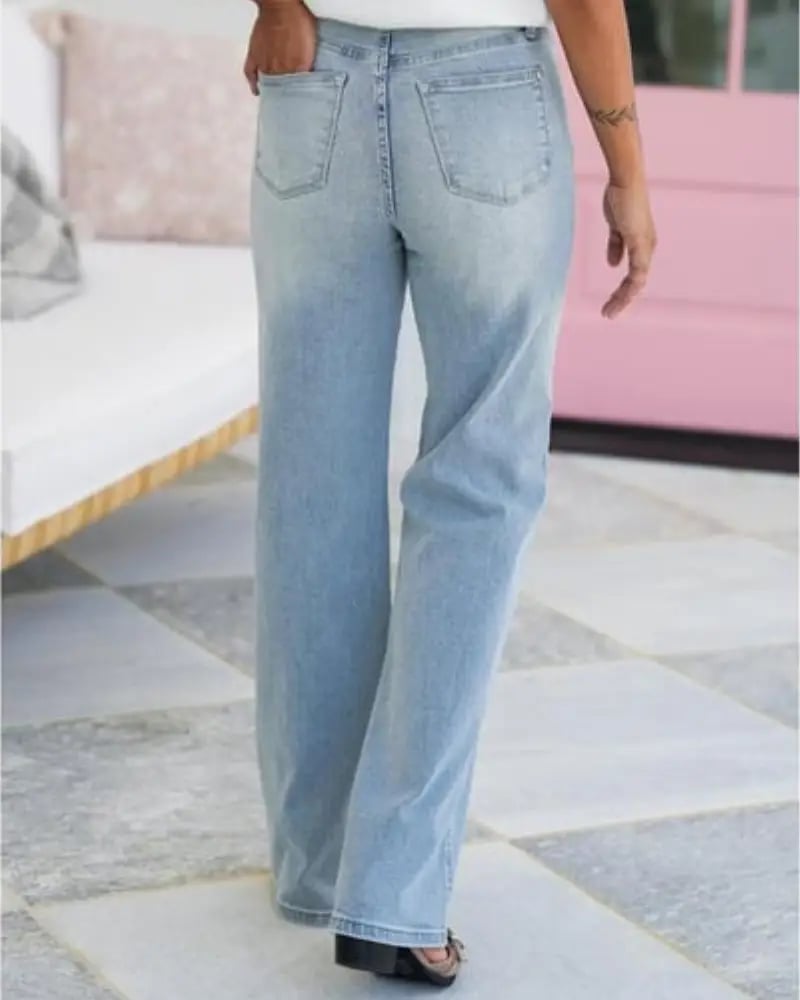 🎁TikTok Spring Last Day Promotion 48% OFF-🎁- Plus Size High Rise Vintage Wash Straight Leg Jeans