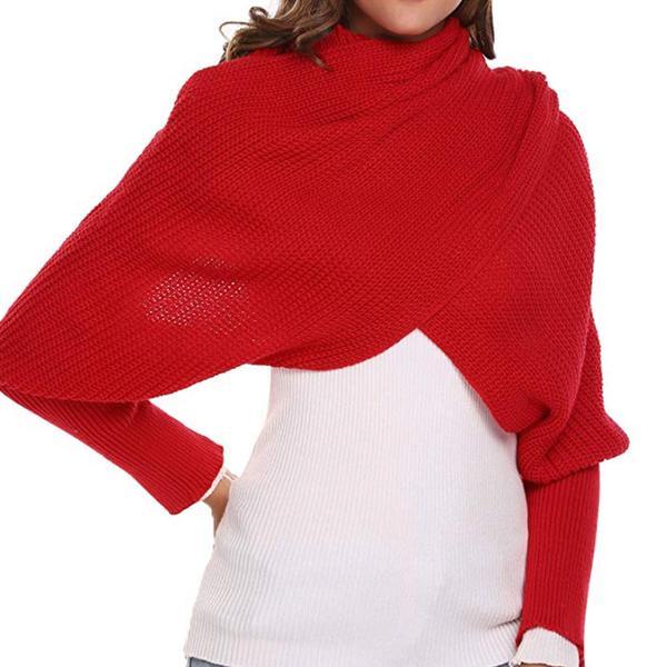 Autumn&Winter Fashion Crochet Knitted Scarf Shawl with Sleeves