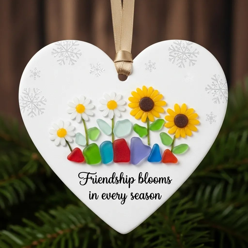 🌊💙Treasures of the Sea, Symbols of Friendship – ❤️ Sea Glass Heart Ornaments✨