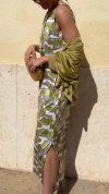 Women's Round Neck Zipper Cardigan + Printed Dress Casual Suit