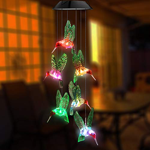 Handmade Solar-Powered Dangling Hummingbird Lights