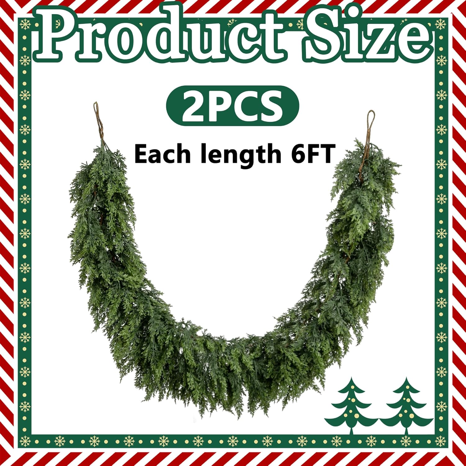 🎁TikTok Last Day Sale - 70% OFF🔥6 Ft 2Pcs Realistic Artificial Cedar Pine Garland