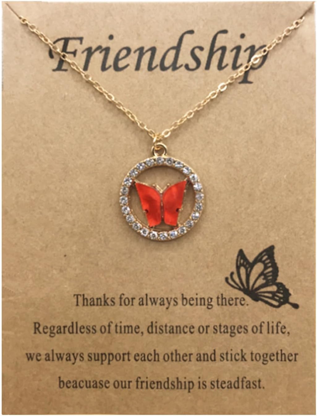 Colorful Acrylic Butterfly Pendant Necklace Bohemian Adjustable Retro Card Clavicle Chain Insect Animal Necklace for Women Girl Teen Friend Friendship Party Jewelry Gift