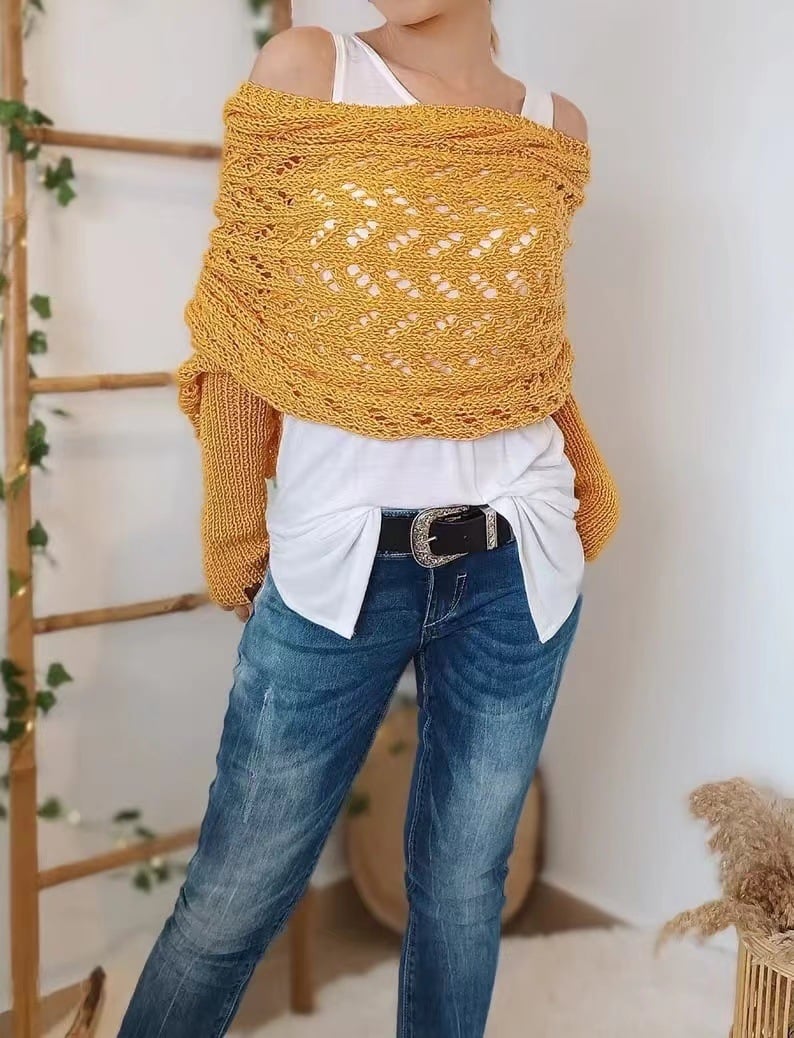 🍂TikTok Fall Mega Sale - 70% OFF🎉Scarf With Sleeves, Knitted Cable Wrap