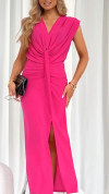 Women's V-neck Twisted Slit Pleated Temperament Dress