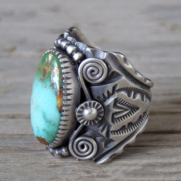 🔥 Last Day Promotion 75% OFF🎁Vintage Turquoise Swirl Silver Ring