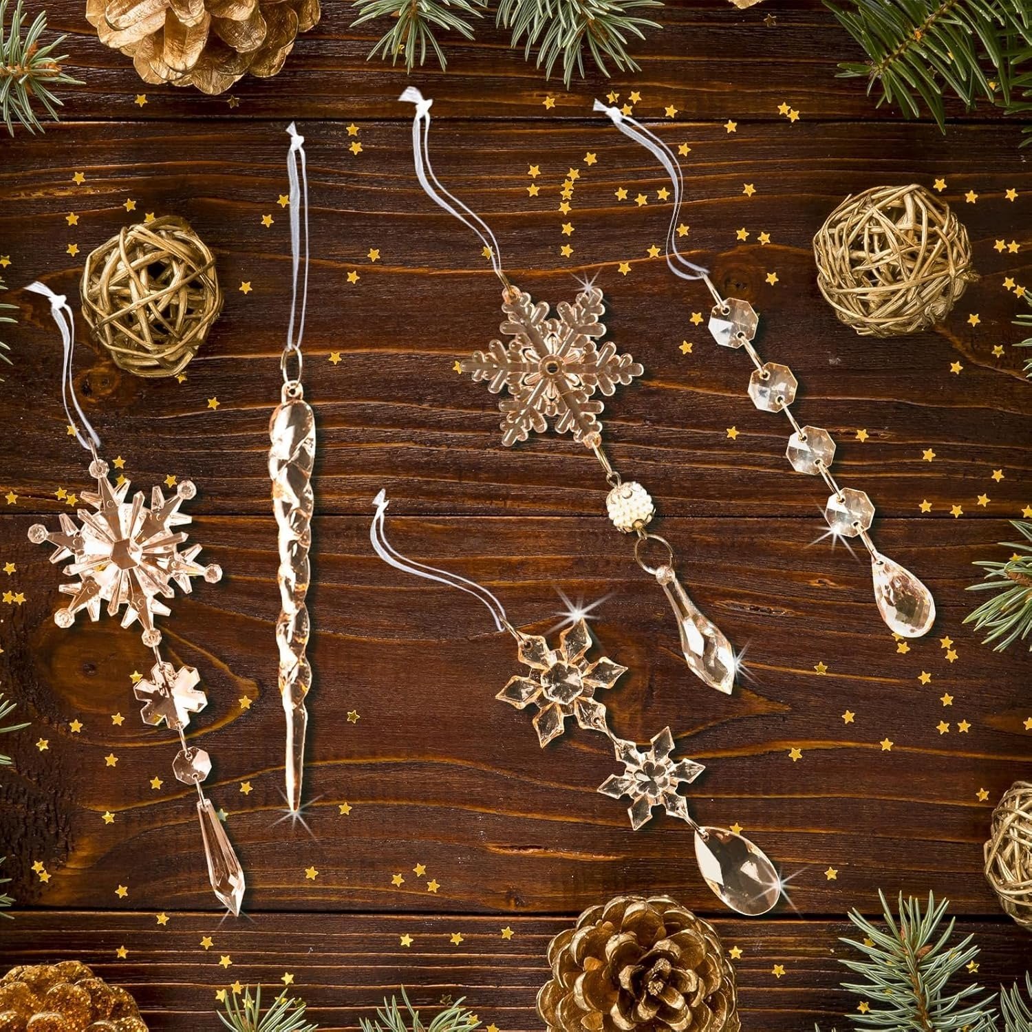 🎄TikTok Christmas Sale -70% OFF✨Winter New Year Party Supplies Set 🎅- Crystal Snowflake Ornaments For Christmas Tree