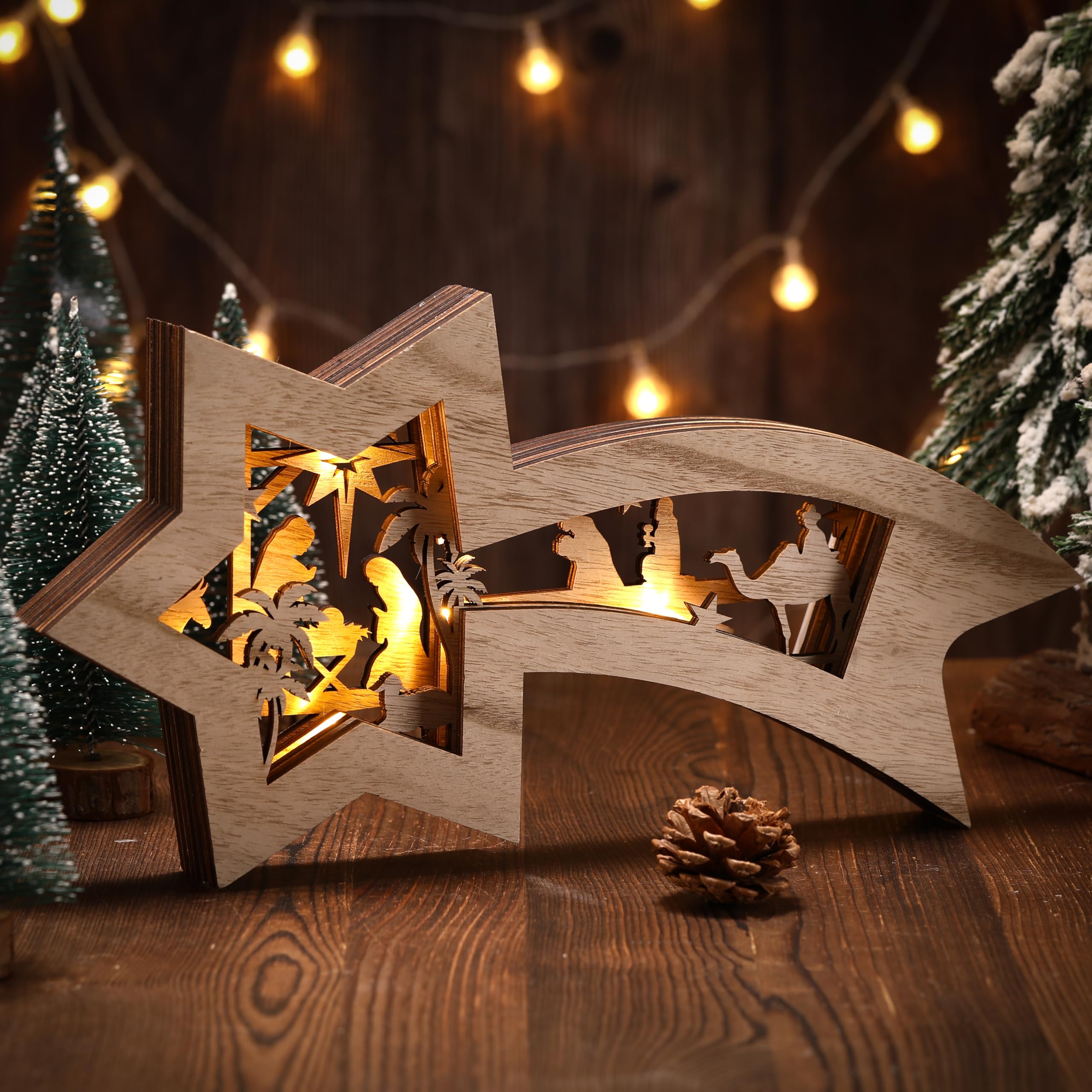 3D Christmas Nativity Scene Ornament With LED Light