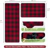 Buffalo Check Plaid Kitchen Rug Set - 2PCS (17x47 & 17x29), Farmhouse Style, Non-Printed Woven Surface, Non-Slip, Machine Washable, Black & White