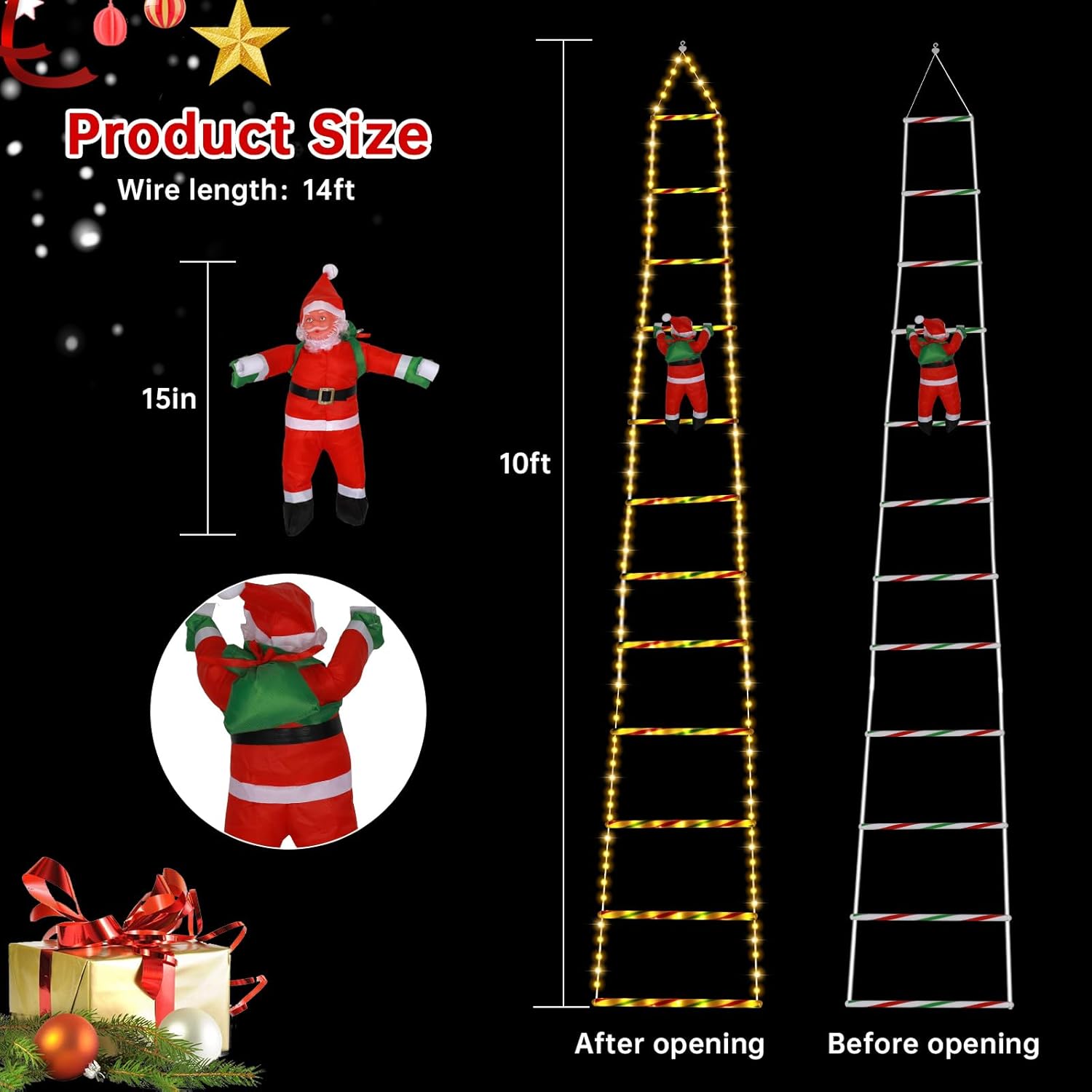 🎄TikTok Christmas Sale - 70% OFF✨LED Ladder Lights with Climbing Santa Claus
